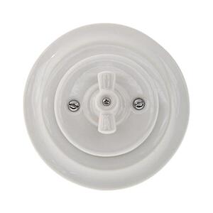 Bohemia-Design - Porcelánový retro vypínač otočný s rámečkem č. 5 bílá K1-R120A1-W obraz