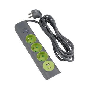 - Prodlužovací kabel s vypínačem 3Z Typ E + 1xUSB-A + 1xUSB-C 1, 4m šedá 52001121 obraz
