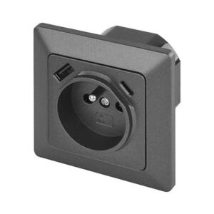 Zásuvka domovní s USB-A+USB-C FRENCH 250V/16A antracit A6000.6 obraz