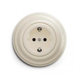 lap - Retro zásuvka domovní s rámečkem SCHUKO 230V/16A béžová KA0134+KA0144 obraz