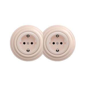 lap - Dvojitá retro zásuvka domovní s rámečkem SCHUKO 230V/16A starorůžová 2xKA0120+2xKA0143 obraz