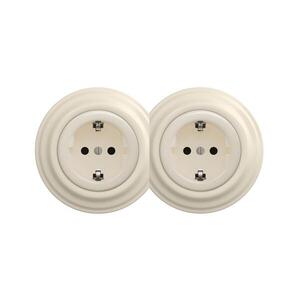 lap - Dvojitá retro zásuvka domovní s rámečkem SCHUKO 230V/16A béžová 2xKA0135+2xKA0144 obraz