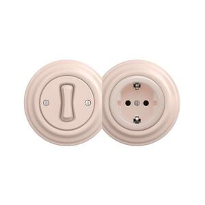 lap - Retro jednopól vypínač č. 1 a zásuvka SCHUKO 230V s rámečkem starorůž 2xKA0120+KA0113+KA0143 obraz