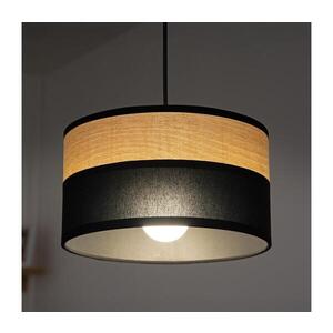Lustr na lanku ALBA 1xE27/15W/230V pr. 25 cm černá/hnědá W-KM 2515/1 DS+WOOD+BK obraz