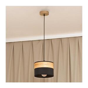 Lustr na lanku ALBA 1xE27/15W/230V pr. 20 cm černá/hnědá W-KM 2015/1 DS+WOOD+BK obraz