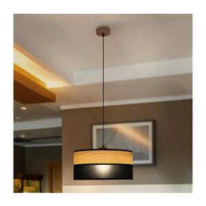 Lustr na lanku ALBA 1xE27/15W/230V pr. 45 cm černá/hnědá W-KM 4525/1 DS+WOOD+BK obraz