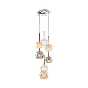 Lustr na lanku MUSCAT 7xE14/40W/230V kouřová/zlatá/čirá 414LRC1301 obraz