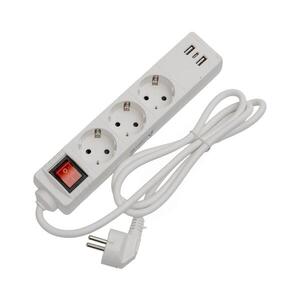Prodlužovací kabel s vypínačem 3Z+2xUSB-A+1xUSB-C 1, 5m SCHUKO bílá FL3G15WUSB obraz