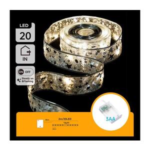 B.V. - LED řetěz 20xLED/3xAA 2m teplá bílá stříbrná B103033XC obraz