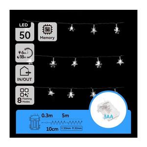 B.V. - LED Venkovní řetěz 50xLED/8 funkcí 3xAA 5 m IP44 studená bílá B10303K52 obraz