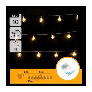 B.V. - LED řetěz 10xLED/3xAA 1, 5m teplá bílá vločky B10303Q6R obraz