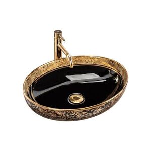 REA-U8978 - Umyvadlo na desku MARGOT 40x52 cm keramika/černá/zlatá REA-U8978 obraz