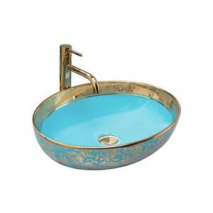 REA-U8709 - Umyvadlo na desku MARGOT 40x52 cm keramika/modrá/zlatá REA-U8709 obraz