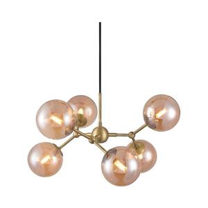 Halo Design 738830 - Lustr na lanku ATOM 6xG9/28W/230V pr. 57 cm mosaz/k. béžová 738830 obraz