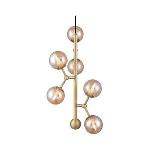 Halo Design 738861 - Lustr na lanku ATOM 6xG9/28W/230V pr. 30 cm mosaz/k. béžová 738861 obraz