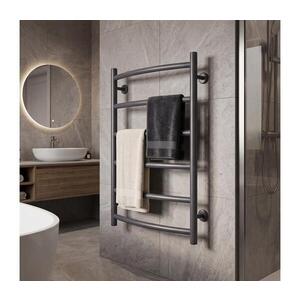 Mario-Radiators Koupelnový žebříkový radiátor INOX CLASSIC 120W/230V 57x43 cm nerez/antracit 1.4.048071.GR obraz