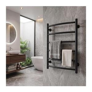 Mario-Radiators Koupelnový žebříkový radiátor INOX CLASSIC 120W/230V 57x43 cm nerez/černá 1.4.048767.BM obraz