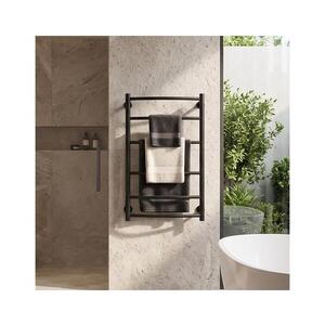Mario-Radiators Koupelnový žebříkový radiátor INOX CLASSIC 122W/230V 57x53 cm nerez/černá 1.4.048768.BM obraz