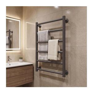 Mario-Radiators Koupelnový žebříkový radiátor INOX FLAT 122W/230V 57x43 cm nerez/antracit 1.4.048081.GR obraz