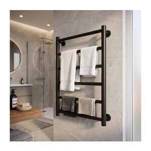 Mario-Radiators Koupelnový žebříkový radiátor INOX FLAT 122W/230V 57x43 cm nerez/černá 1.075.048777.BM obraz