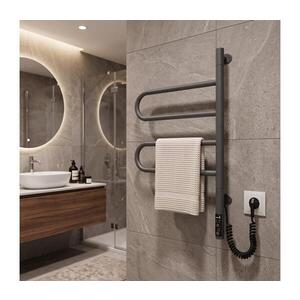 Mario-Radiators Elektr. otočný sušák na ručníky TRISTAR 75W/230V 62, 5x44, 5 cm IP44 nerez/černá 2.3.0505.11.BM obraz