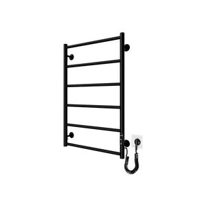 Mario-Radiators Koupelnový žebříkový radiátor CLASSIC 110W/230V 81x52 cm nerez/černá pravá 2.3.0703.10.BM obraz