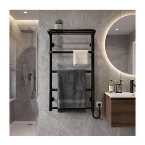 Mario-Radiators Koupelnový žebříkový radiátor HOTEL 75W/230V 66x42 cm nerez/černá pravá 2.3.6200.11.BM obraz