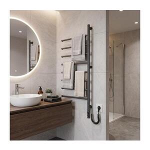 Mario-Radiators Elektr. otočný sušák na ručníky VEER 95W/230V 102, 5x44, 5 cm nerez/černá 2.3.0409.11.BM obraz