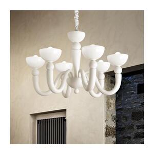 Ideal Lux - Lustr na řetězu BON BON 8xE14/28W/230V pr. 95, 5 cm bílá 094007 obraz