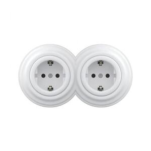 lap - Dvojitá retro zásuvka domovní s rámečkem SCHUKO 230V sněhově bílá 2xKA0152+2xKA0160 obraz