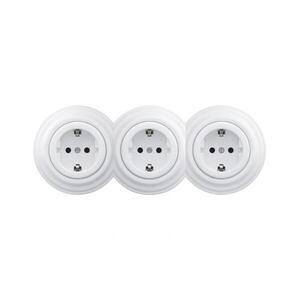 lap - Trojitá retro zásuvka domovní s rámečkem SCHUKO 230V sněhově bílá KA0153+2xKA0152+3xKA0160 obraz