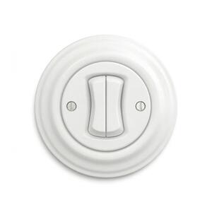 lap - Retro dvojitý schodišťový vypínač s rámečkem č. 6+6 sněhově bílá KA0151+KA0148 obraz