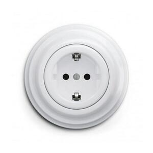 lap - Retro zásuvka domovní s rámečkem SCHUKO 230V/16A sněhově bílá KA0151+KA0160 obraz