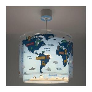 Dalber 40672 - Dětský lustr WORLD 1xE27/15W/230V modrá 40672M obraz