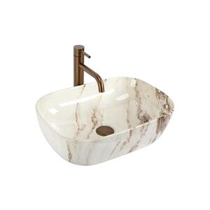 REA-U3601 - Umyvadlo na desku BELINDA 33x46, 5 cm keramika/béžová/imitace kamene REA-U3601 obraz