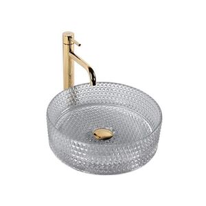 REA-U9615 - Umyvadlo na desku CRISTAL pr. 35, 5 cm sklo/šedá REA-U9615 obraz