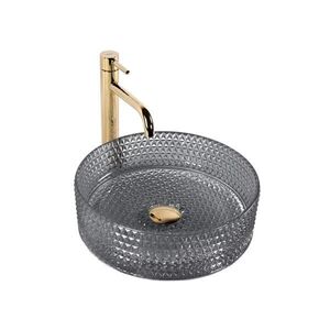 REA-U9671 - Umyvadlo na desku CRISTAL pr. 35, 5 cm sklo/kouřová šedá REA-U9671 obraz