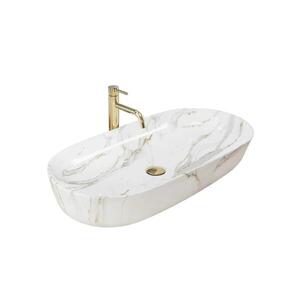 REA-U8404 - Umyvadlo na desku CLEO 41x81 cm keramika/bílá/dekor mramoru REA-U8404 obraz