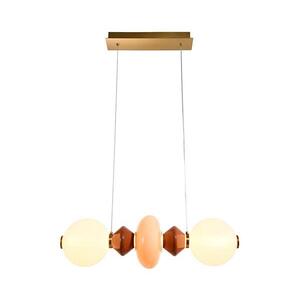 LED Lustr na lanku FLORES LED/15W/230V zlatá/oranžová/hnědá 32-50663 obraz