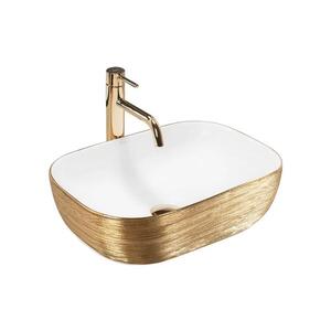 REA-U7422 - Umyvadlo na desku BELINDA 33x46, 5 cm keramika/bílá/zlatá REA-U7422 obraz