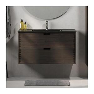 BATH DELUXE Koupelnová skříňka s umyvadlem GRIBSKOV 100 cm hnědá/dub/černá BT0202+BT0222 obraz
