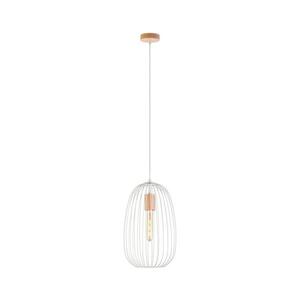 Lustr na lanku OVELLA 1xE27/15W/230V pr. 25 cm krémová/borovice W-KM 1367/1 SAND+DS obraz