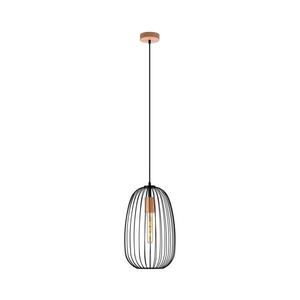 Lustr na lanku OVELLA 1xE27/15W/230V pr. 25 cm černá/borovice W-KM 1367/1 BK+DS obraz