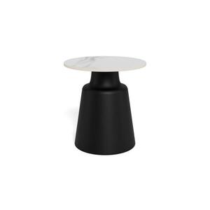 Konferenční stolek SANTORINI pr. 45 cm bílá/černá/keramika H000025005 obraz