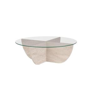 Konferenční stolek VERE pr. 90 cm béžová/čirá 668NRD1125 obraz