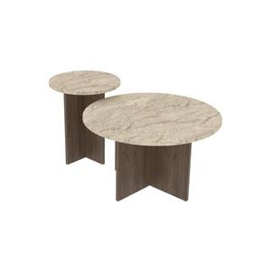 SADA 2x Konferenční stolek PURO pr. 40/70 cm ořech/béžová 116SAM1509 obraz