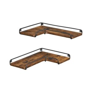 Sada 2x nástěnná police SHELFY 40x10x29 cm hnědá/černá LLS831B01 obraz