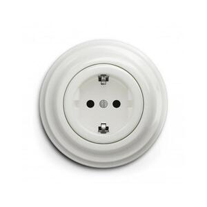 Reblig - Retro zásuvka domovní s rámečkem SCHUKO 230V/16A keramická bílá RG0007+RG0106 obraz