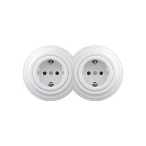 Reblig - Dvojitá retro zásuvka domovní s rámečkem SCHUKO 230V sněhově bílá 2xRG0152+2xRG0160 obraz