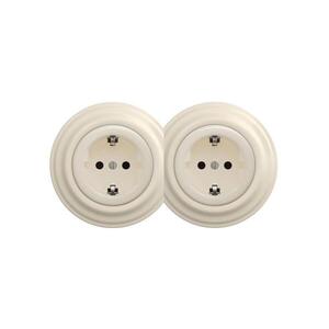 Reblig - Dvojitá retro zásuvka domovní s rámečkem SCHUKO 230V béžová 2xRG0135+2xRG0144 obraz
